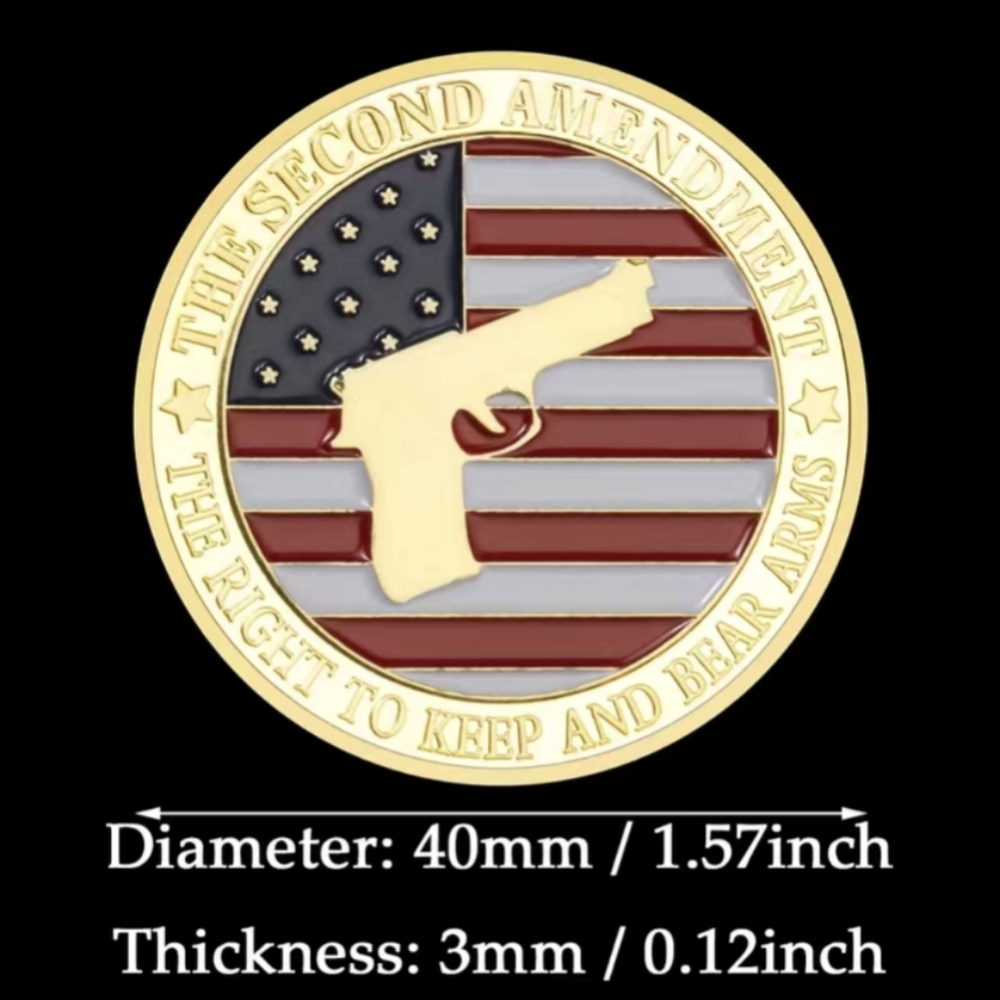 2nd Amendment Pro-Gun Rights Full Color Collectable Coin 🆕 24K Gold Plat